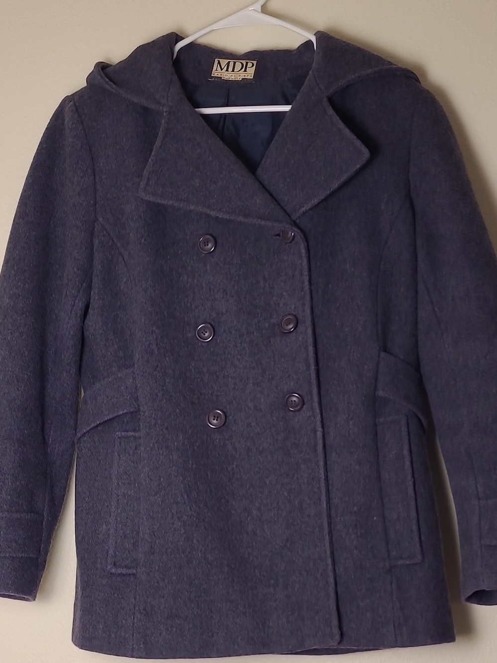 Women's Mario De Pinto Double-Breasted Gray Wool Blend Peacoat - Small Made USA